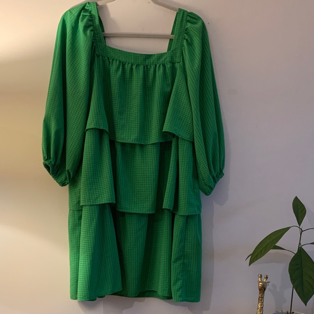 Who What Wear Emerald Green Layered Long Sleeve Dress - Preloved
